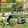 VEVOR Augintinio dviračio priekaba ir vežimėlis TS810, juoda/pilka, iki 40 kg