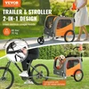 Koduva VEVOR augintinio dviračio priekaba-vežimėlis TS806, plienas, oranžinė/pilka, iki 30 kg