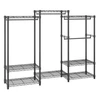 Koduva VEVOR drabužių stovas YC0003, su ratukais, 4 kabinimo strypai ir 8 lentynos, 1740 x 450 x 1800 mm, juodas
