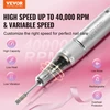 VEVOR Elektrinis įkraunamas nagų frezų aparatas, 40 000 aps./min., belaidis, LCD ekranas, su 6 antgaliais ir 50 šlifavimo juostelių