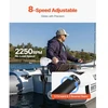 VEVOR Elektrinis trollingo variklis, transom montuojamas, 24 V, 86 lbs, 8 greičių, 36 col. kotas