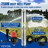 VEVOR Giluminis povandeninis siurblys 3.5SDM4/11, 750 W, 230 V/50 Hz, 105 l/min, 62 m, 20 m laidas, nerūdijantis plienas