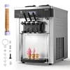 VEVOR Komercinis minkštų ledų aparatas, 20–28 l/h, 2200 W, 3 skonių, stalinis, 2 x 6 l talpos