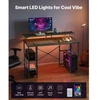Koduva VEVOR kompiuterinis stalas su LED apšvietimu ir maitinimo lizdais, juodas, 120 cm