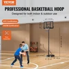 VEVOR Krepšinio stovas, reguliuojamas 4–10 pėdų, 44 colių skydas, su ratukais ir pildomu pagrindu