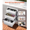 Koduva VEVOR lauko virtuvės stalčiai, 18,11" W x 23,23" D x 23,23" H, nerūdijančio plieno BBQ stalčiai su rankenomis, triguba prieiga