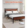 VEVOR Lovos rėmas Queen size, 35 cm, juodas metalinis platforminis lovos rėmas su retro rudos spalvos medine galvūgaliu ir kojūgaliu