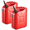 VEVOR Metalinė kuro talpa, 20 l, su snapeliu ir patogia rankena, 6 l/min, raudona, 2 vnt.