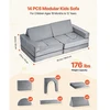 VEVOR Modulinė vaikų žaidimų sofa, 14 dalių, pilka