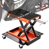 VEVOR Motociklo ir ATV keltuvas, žirklinis domkratas su vežimėliu, 499,5kg, plati platforma, rankinė rankena
