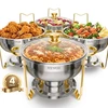 VEVOR Pašildymo indų rinkinys, 5 Qt, 4 vnt., nerūdijantis plienas, auksinis