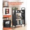 VEVOR Riedantis bibliotekos knygų vežimėlis, 150 kg, 77 x 38 x 122 cm, juodas