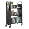 VEVOR Riedantis bibliotekos knygų vežimėlis, 150 kg, 77 x 38 x 122 cm, juodas