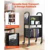 Koduva VEVOR riedantis bibliotekos knygų vežimėlis, 70 kg, 45 x 33 x 88 cm, dvipusės L formos lentynos, juodas