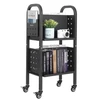Koduva VEVOR riedantis bibliotekos knygų vežimėlis, 70 kg, 45 x 33 x 88 cm, dvipusės L formos lentynos, juodas