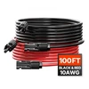 VEVOR Saulės panelių ilgintuvas 30,48 m/100 ft, 6 mm²/10 AWG, juodas + raudonas, 2 vnt.