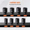 VEVOR Smūginių galvučių rinkinys ašies veržlėms, 8 vnt., 12-kampės gilios, 13 mm / 12,7 mm pavara, Cr-Mo