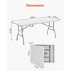 VEVOR Sulankstomas stalas, 6 ft, baltas, su rankena