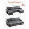 Koduva VEVOR U formos sofa lova, pilka, 287 x 145 x 91 cm