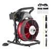 VEVOR Vamzdžių valymo įrenginys 23 m x 10,5 mm, kanalizacijos spiralė su 4 pjovikliais ir oro aktyvuojamu pėdos jungikliu 50–100 mm vamzdžiams