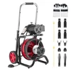 VEVOR Vamzdžių valymo mašina 30 m x 10,5 mm, automatinis padavimas, ant ratų, su 8 pjaustytuvais