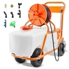 VEVOR Vejos purkštuvas su ratukais, 60 l talpa, reguliuojamas slėgis 0–90 PSI, 8 purkštukai, 2 kotai