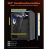 Koduva VEVOR vidutinio dydžio PC žaidimų korpusas, grūdinto stiklo panelė, 3 x 120 mm ARGB ventiliatoriai, iki 320 mm GPU