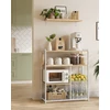Koduva Virtuvės lentyna su 2 metaliniais krepšiais, šviesiai riešuto rudos ir baltos spalvos, 35 x 80 x 95 cm