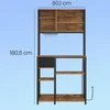 Songmics Virtuvės lentyna su lizdais, 40 x 80 x 180,4 cm, reguliuojamos lentynos, 12 kabliukų