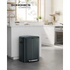 Koduva Virtuvinė šiukšliadėžė 40 l, 2 skyrių, 2 x 20 l, plieninė, žalsvai pilka