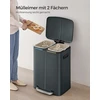 Koduva Virtuvinė šiukšliadėžė 40 l, 2 skyrių, 2 x 20 l, plieninė, žalsvai pilka