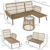 Lauko baldų komplektas Aosom 3 dalių sodo baldų komplektas iš PE ratano, su dviviete sofa, gultu ir staliuku, kava + kreminė balta