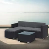 Lauko baldų komplektas Koduva Sodo baldų komplektas iš PE poliratano, juodai pilkas, 3 vietų sofa, staliukas ir pakojis