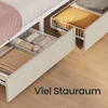 Lova Koduva Lovos rėmas 160 x 200 cm su apšvietimu, 4 stalčiais ir reguliuojamu galvūgaliu, beige