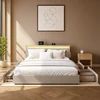 Lova Koduva Lovos rėmas 160 x 200 cm su apšvietimu, 4 stalčiais ir reguliuojamu galvūgaliu, beige