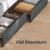Lova Koduva Lovos rėmas 90 x 200 cm su apšvietimu, pilkas, plieno ir lino imitacijos