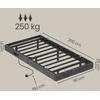 Lova Koduva Lovos rėmas 90 x 200 cm su LED apšvietimu, pilkas, plienas ir fanera
