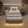 Lova Koduva Lovos rėmas 90 x 200 cm su LED apšvietimu, pilkas, plienas ir fanera