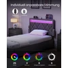 Lova Songmics Lovos rėmas su LED apšvietimu, 4 stalčiais ir reguliuojamu galvūgaliu, 210,2 x 95 x 88,2/94,7 cm