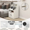 Promotion 2 baltų LED naktinių staliukų komplektas su įkrovimo stotele, 45 x 35 x 72,5 cm