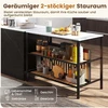 Promotion Baro stalo komplektas su 2 taburetėmis ir lentyna, 3 dalių, balta / ruda / juoda, 119,38 x 59,69 x 83,82 cm