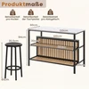 Promotion Baro stalo komplektas su 2 taburetėmis ir lentyna, 3 dalių, balta / ruda / juoda, 119,38 x 59,69 x 83,82 cm