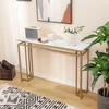 Promotion Konsolinis stalas prieškambariui, baltas ir auksinis, MDF ir metalas, 119,4 x 30,5 x 80 cm