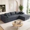 Promotion Modulinė kampinė sofa 4 asmenims su šezlongu, pilka, velveto audinys, 275 x 177 x 58 cm