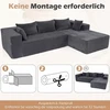 Promotion Modulinė kampinė sofa 4 asmenims su šezlongu, pilka, velveto audinys, 275 x 177 x 58 cm