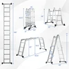 Promotion Sulankstomos aliuminio kopėčios 7-in-1 su neslystančiu laipteliu, sidabrinės, 61 x 15 x 371 cm