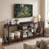 Promotion TV staliukas iki 165 cm televizoriams, su metalinėmis tinklinėmis lentynomis ir 4 kabliukais, ruda/juoda