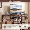 Promotion TV staliukas iki 165 cm televizoriams, metalinės tinklinės lentynos, 4 kabliukai, rusvai rudas