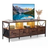 Promotion TV staliukas su LED apšvietimu, 4 medžiaginiai stalčiai, rusvai rudas/juodas, 180 x 40 x 63 cm