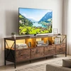 Promotion TV staliukas su LED apšvietimu, 4 medžiaginiai stalčiai, rusvai rudas/juodas, 180 x 40 x 63 cm